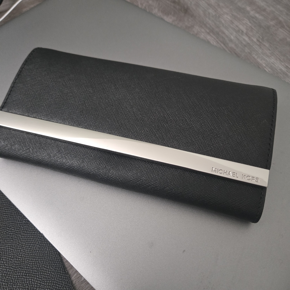 Michael Kors Black Wallet with Silver Zipper